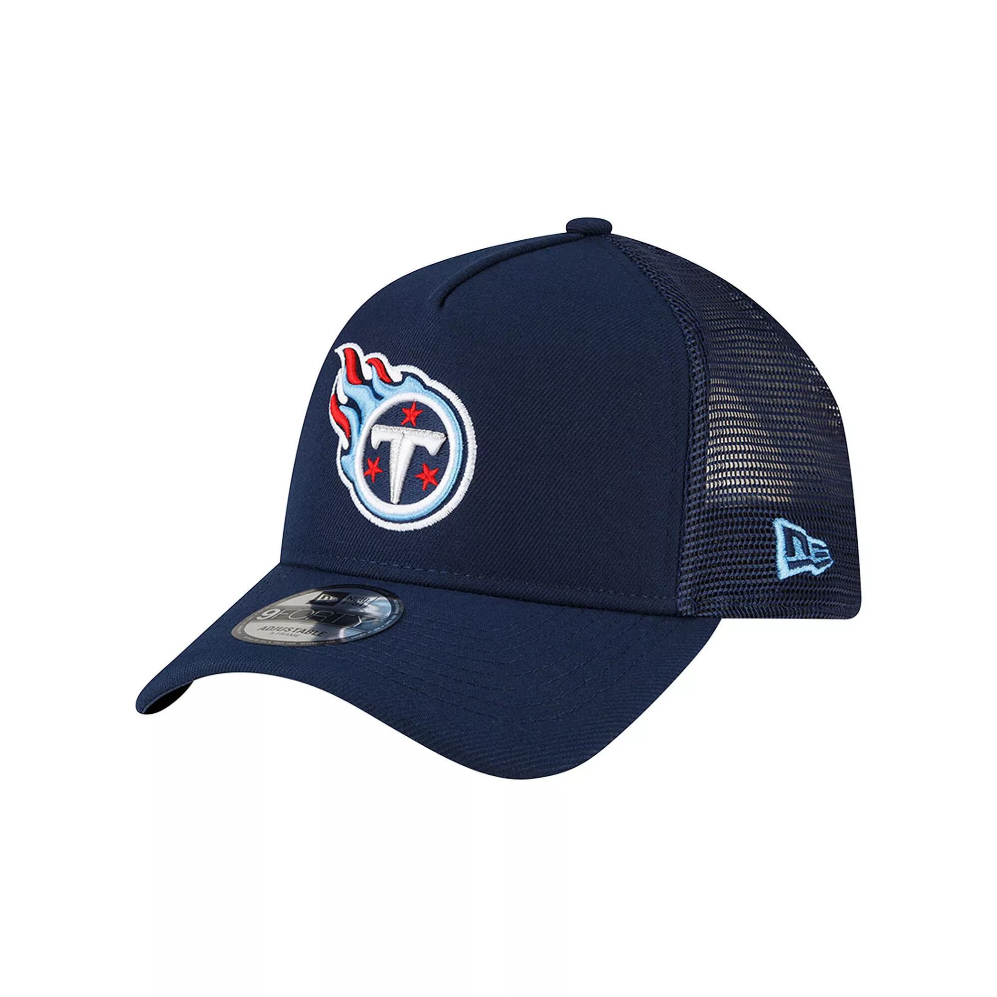 Men's New Era Navy Tennessee Titans  A-Frame Trucker 9FORTY Adjustable Hat, Blue Product Image