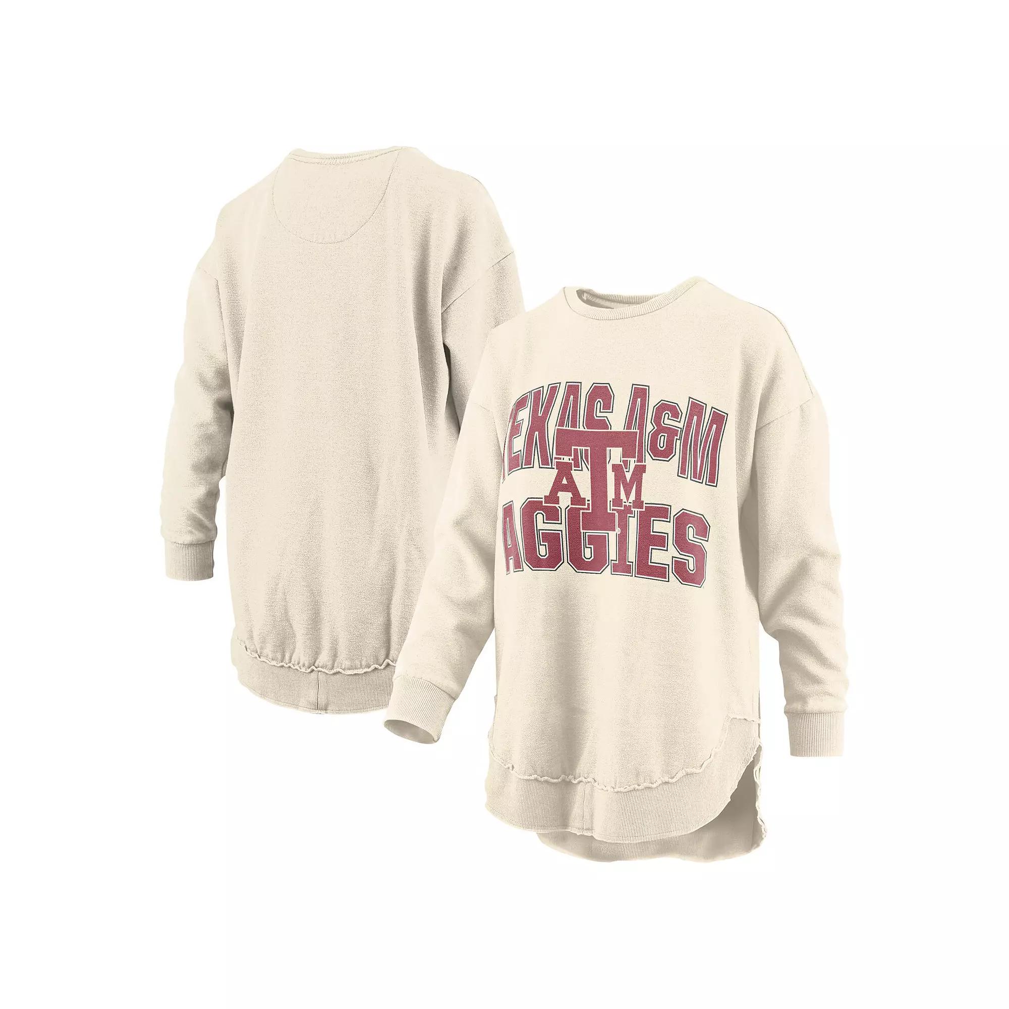 Women's Pressbox  Cream Texas A&M Aggies Poncho Fleece Crew Sweatshirt, Size: XL, Beige Product Image