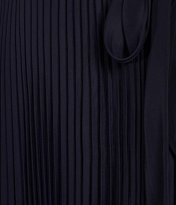 Marina Boat Neck Short Sleeve Pleated Tie Waist Midi Dress Product Image