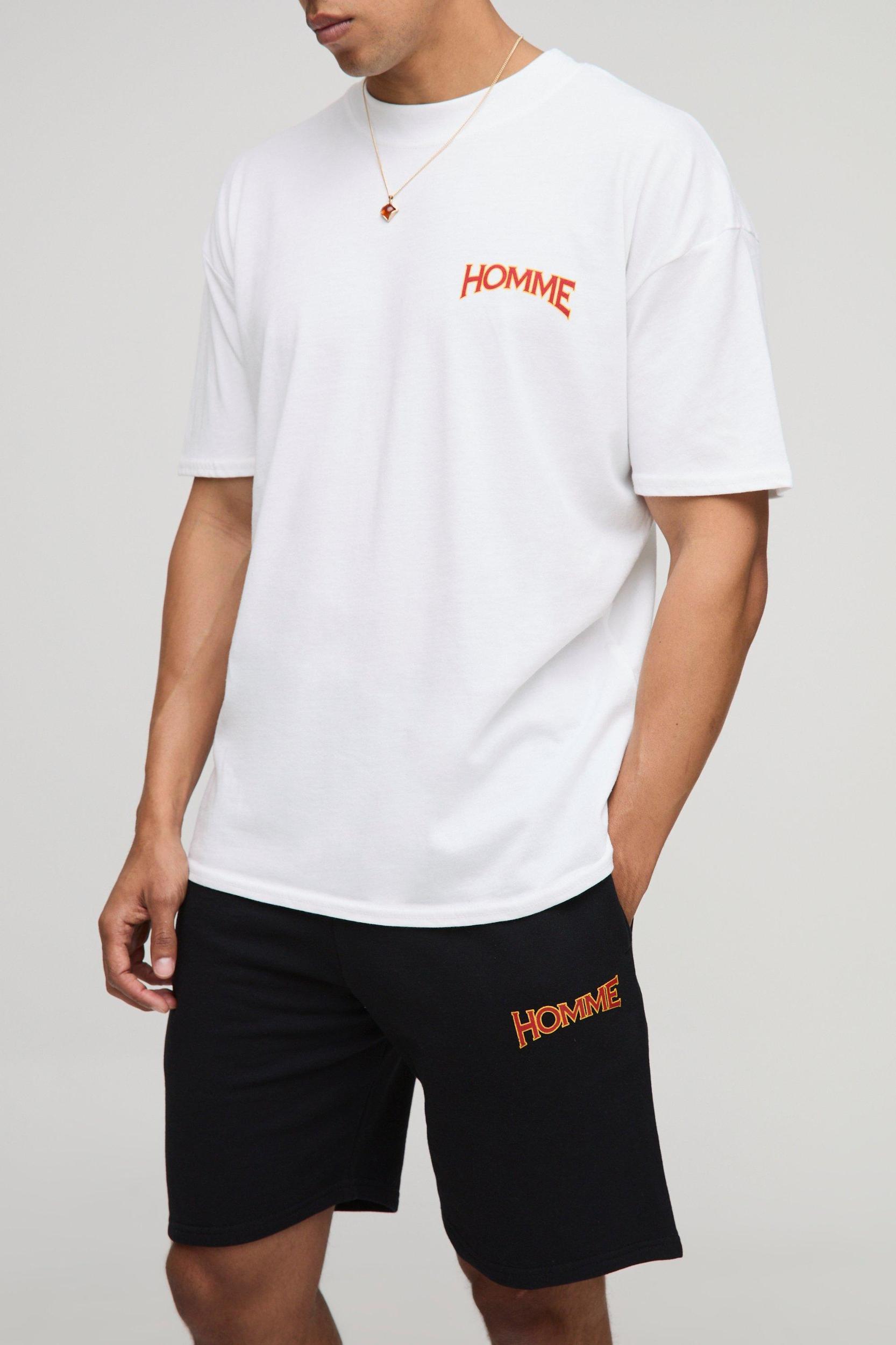 Oversized Homme Large Scale T-Shirt And Short Set | boohooMAN USA Product Image