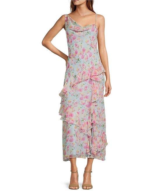 ASTR The Label Levina Floral Ruffle One Shoulder Maxi Dress Product Image