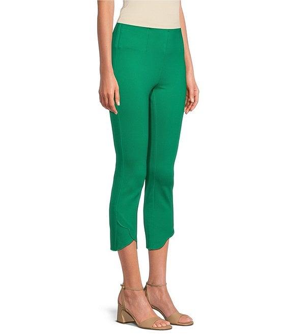 Slim Factor by Investments Ponte Knit No Waist Scallop Hem Capri Pull-On Pants Product Image