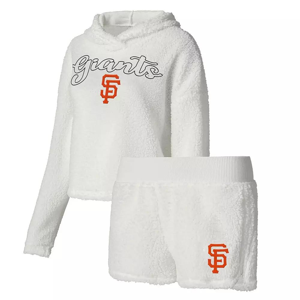 Women's Concepts Sport Cream San Francisco Giants Fluffy Hoodie Top & Shorts Sleep Set,  Product Image