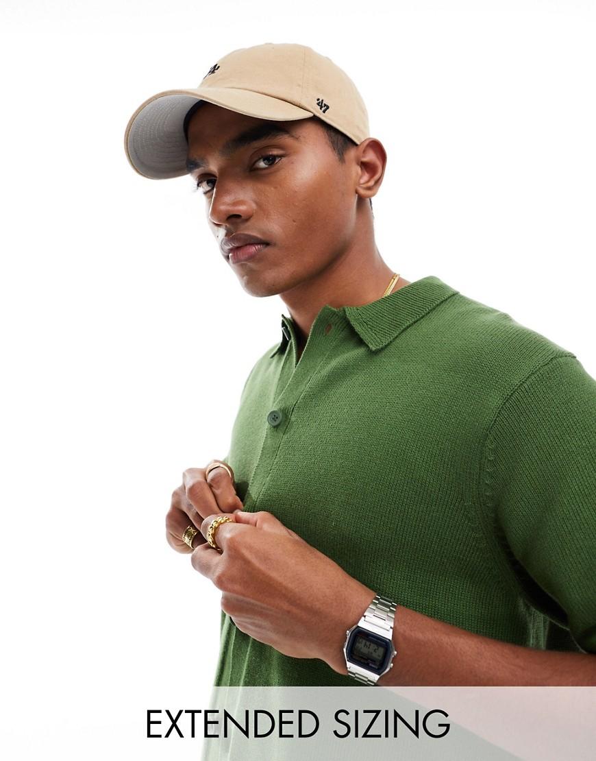 ASOS DESIGN midweight knit cotton button up polo Product Image