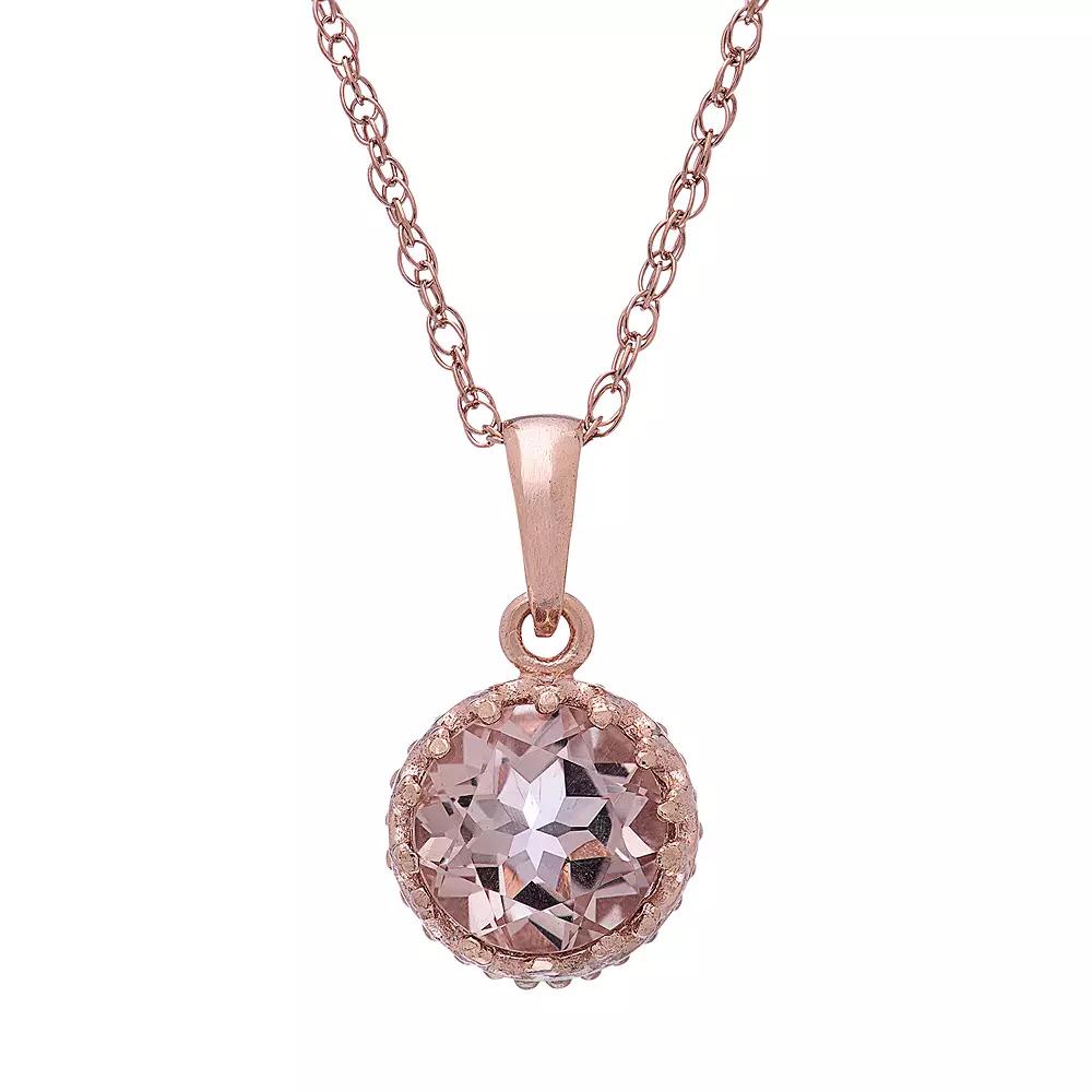 Designs by Gioelli 14k Rose Gold Over Silver Simulated Morganite Pendant, Women's, Size: 18", Pink Product Image