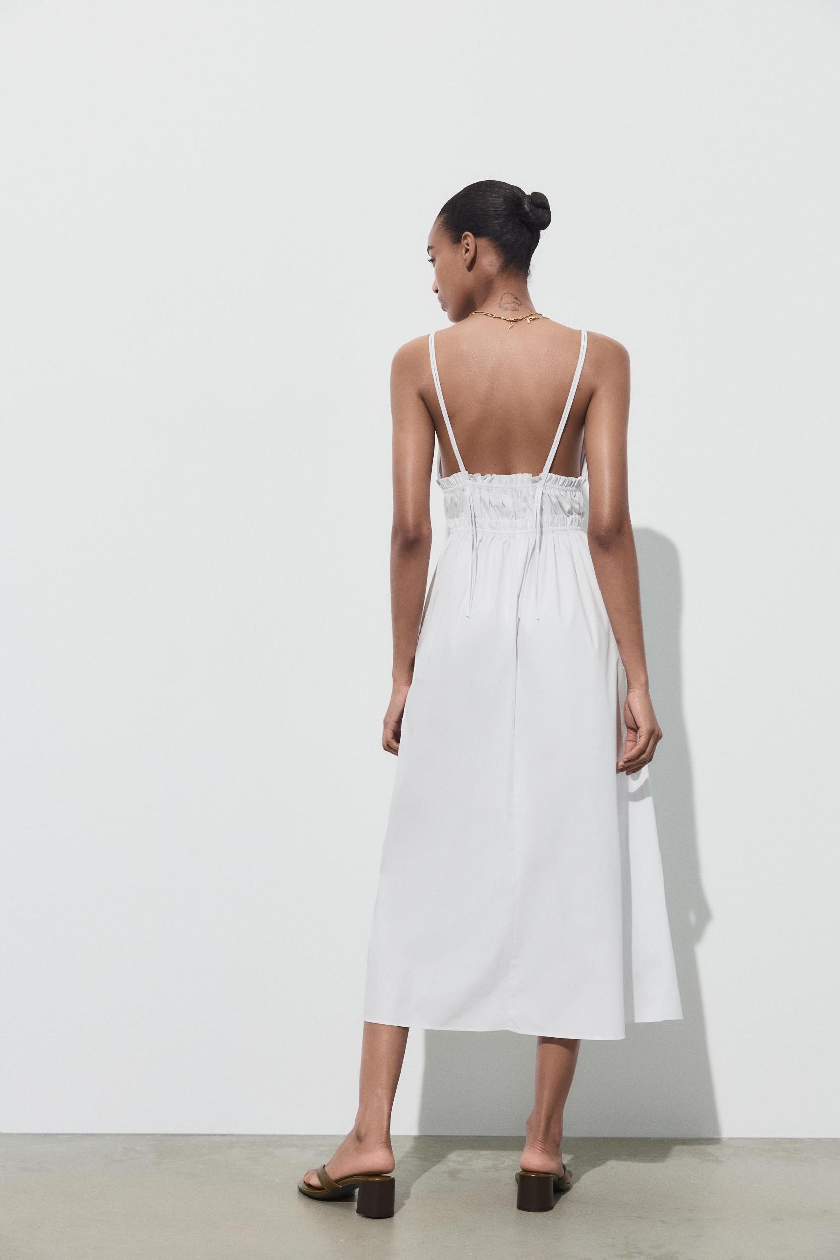 POPLIN MIDI DRESS WITH STRAPS Product Image