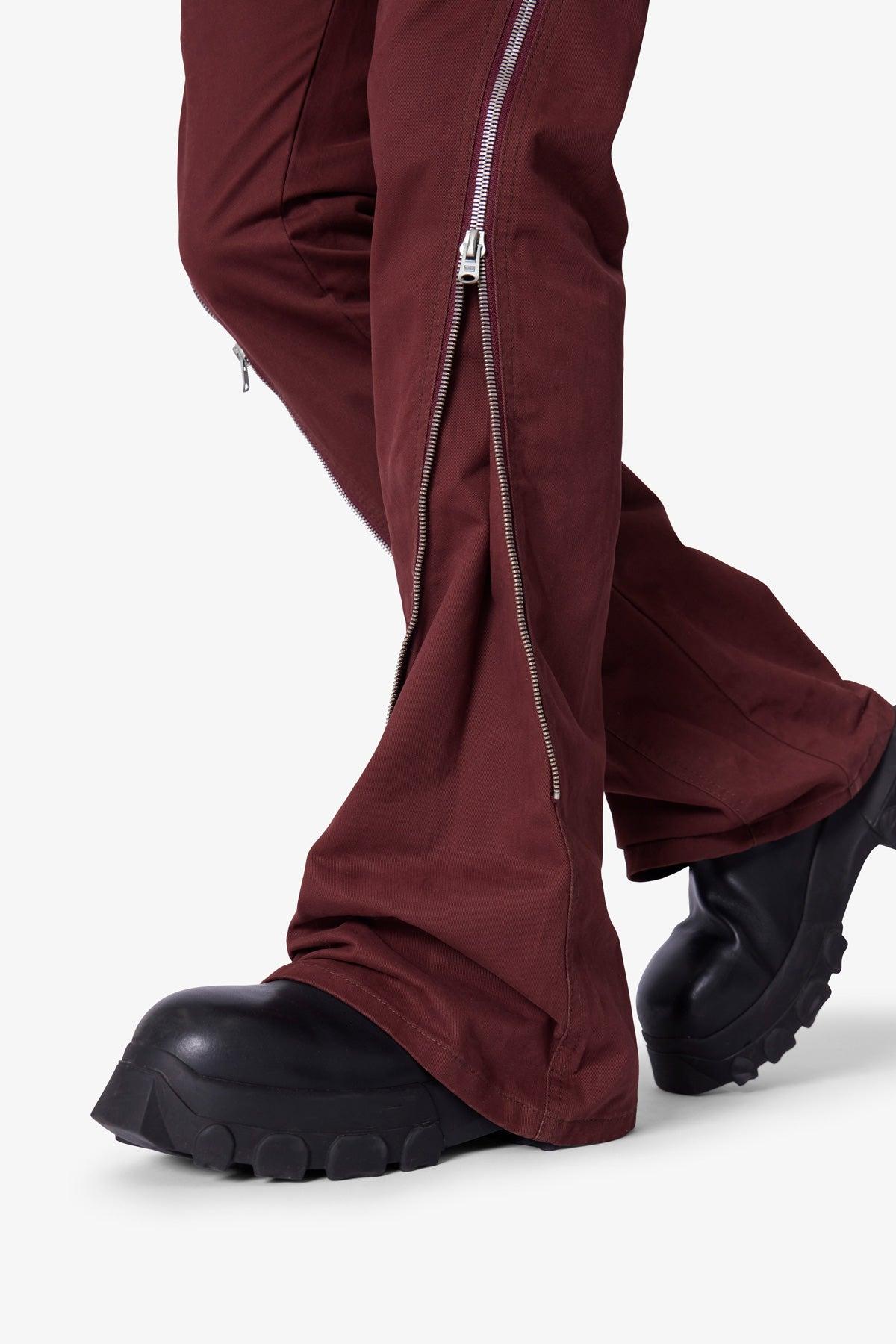 D519 Zipper Flare Denim - Red Product Image