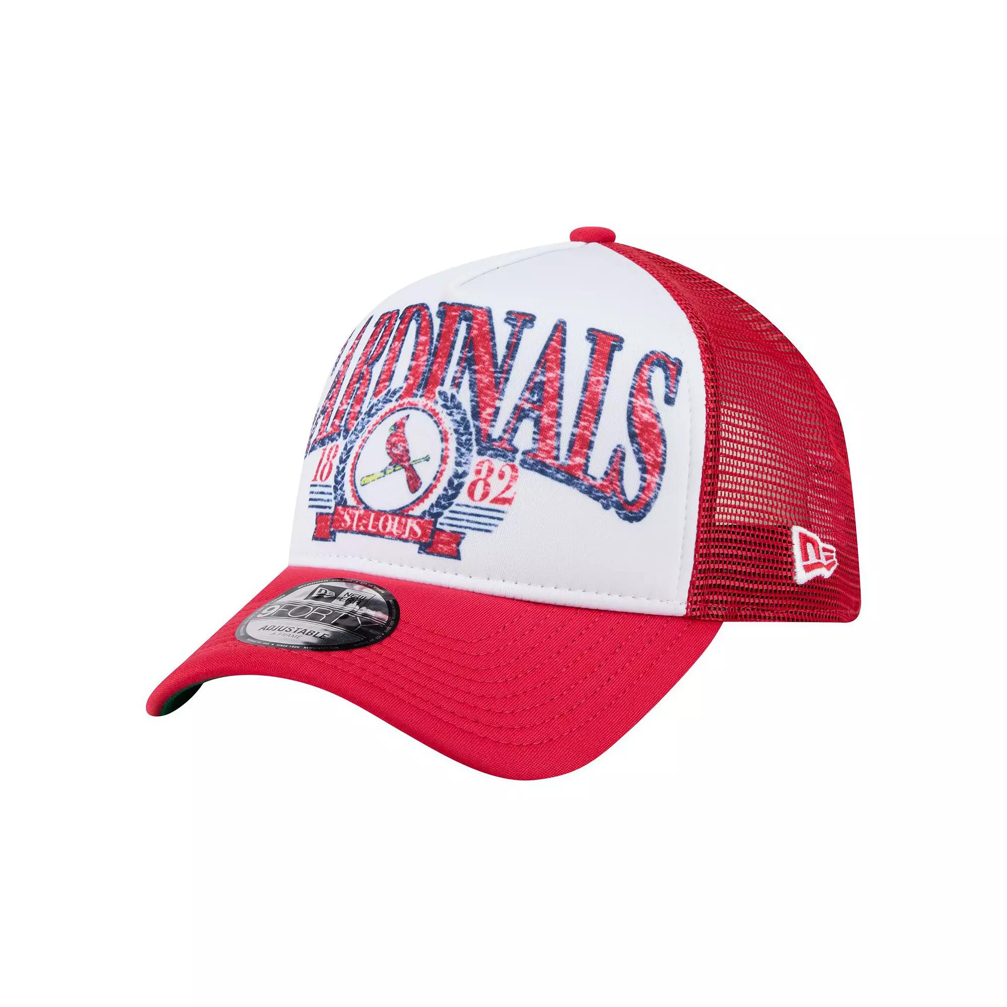 Men's New Era  White St. Louis Cardinals Distressed 9FORTY A-Frame Adjustable Trucker Hat Product Image