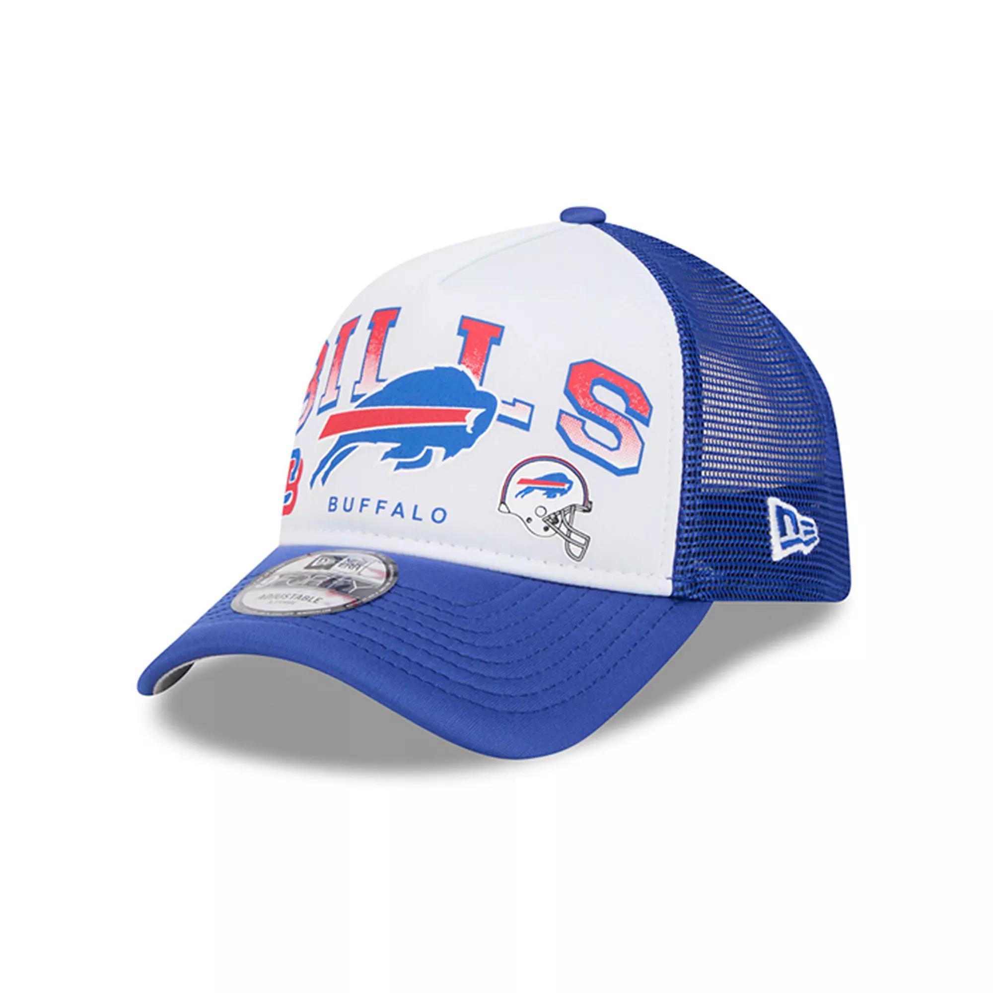 Men's New Era White/Royal Buffalo Bills Retro Wordmark A-Frame 9FORTY Adjustable Hat Product Image