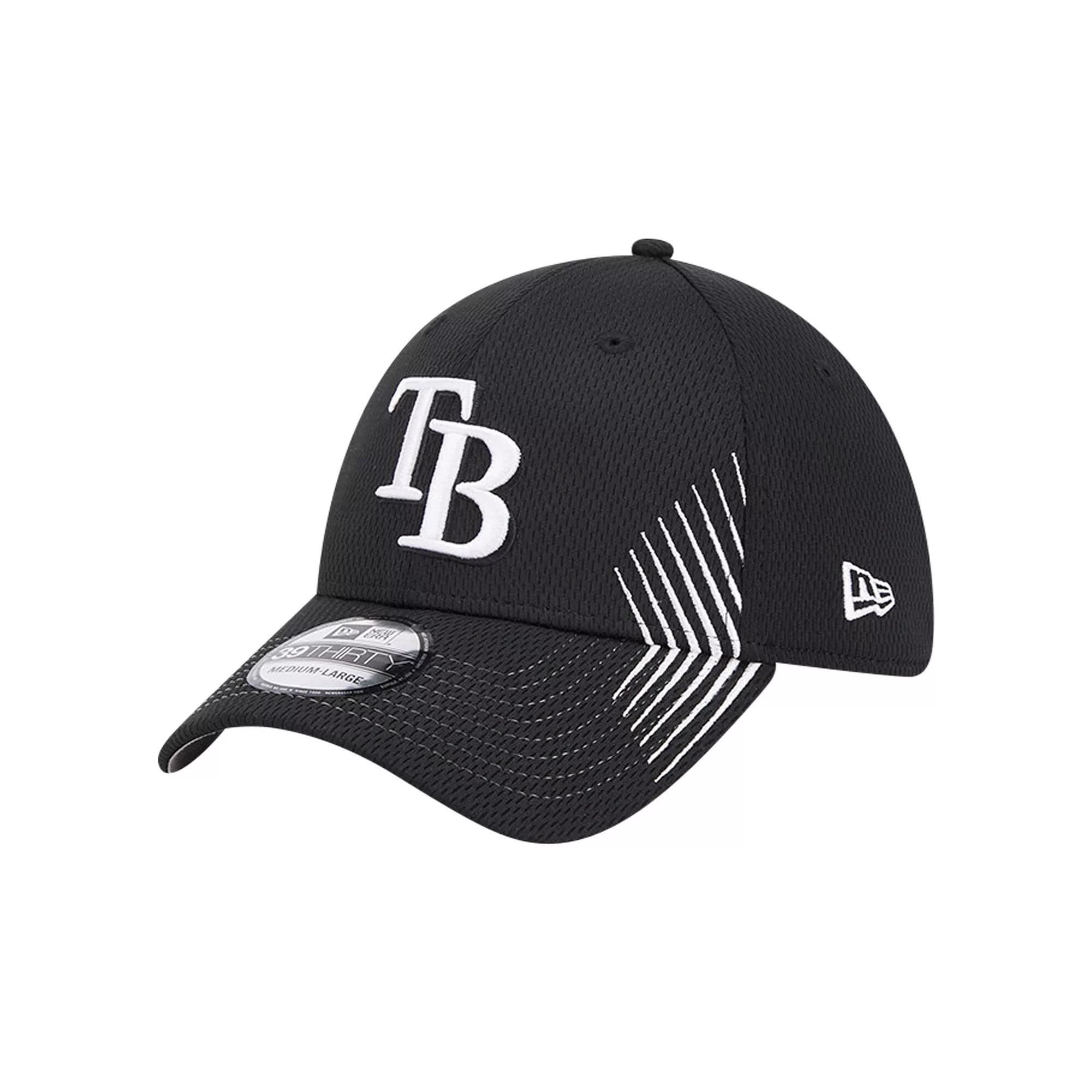 Men's New Era Black Tampa Bay Rays Active Dash Mark 39THIRTY Flex Hat,  Product Image