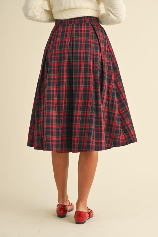 Perfect Plaid | Pleated Plaid Midi Skirt (Small to XLarge) Product Image