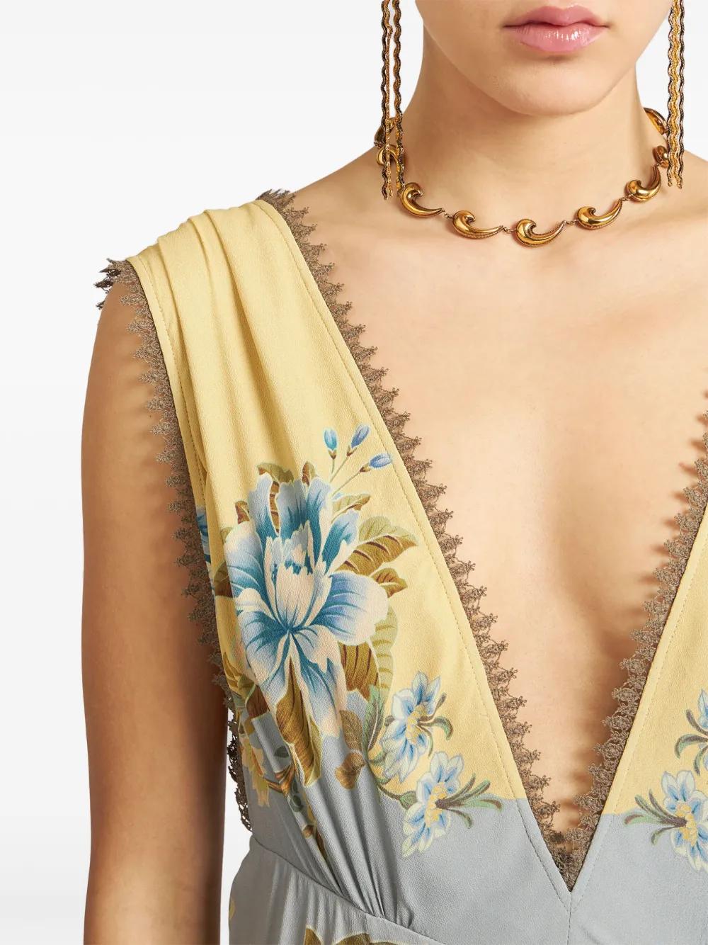 floral-print crepe-de-chine dress Product Image