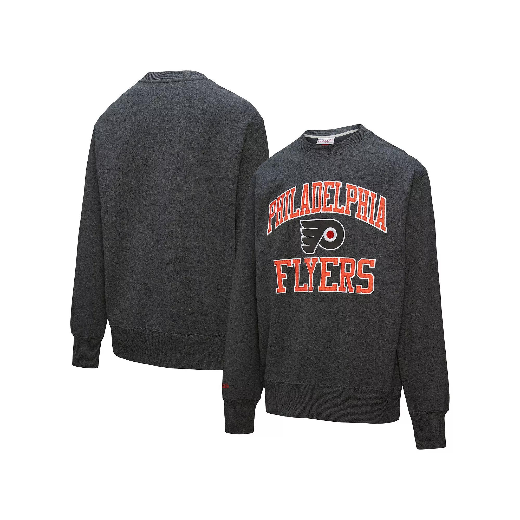 Men's Mitchell & Ness Charcoal Philadelphia Flyers Playoff Win Fleece Pullover Sweatshirt,  Product Image