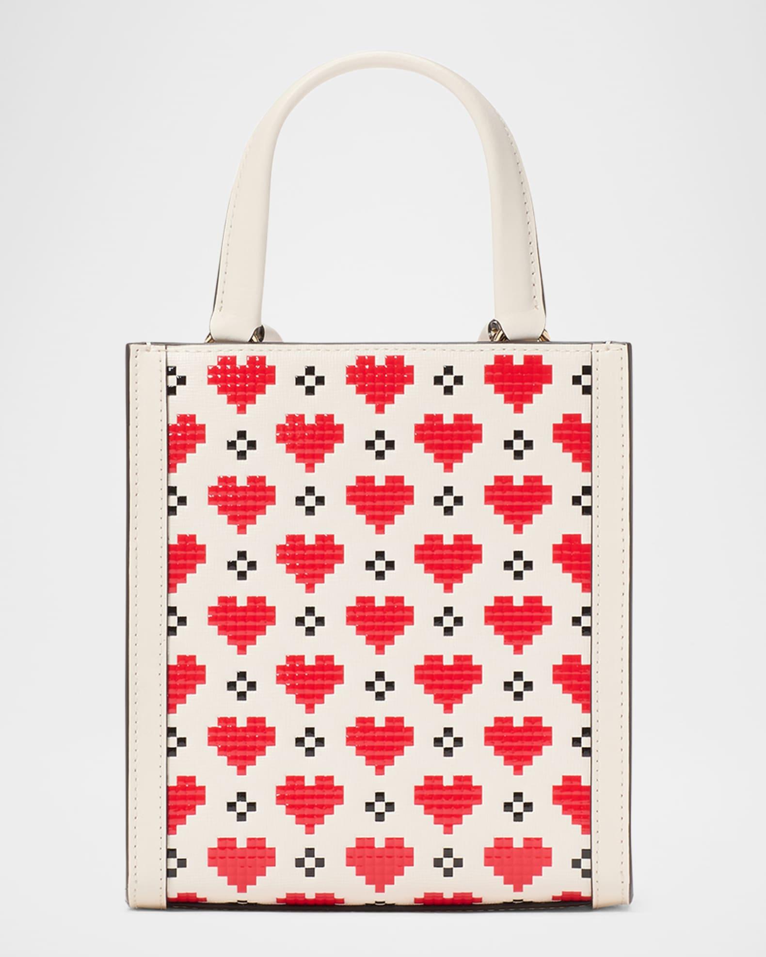 manhattan mini pixel heart leather tote crossbody bag Product Image