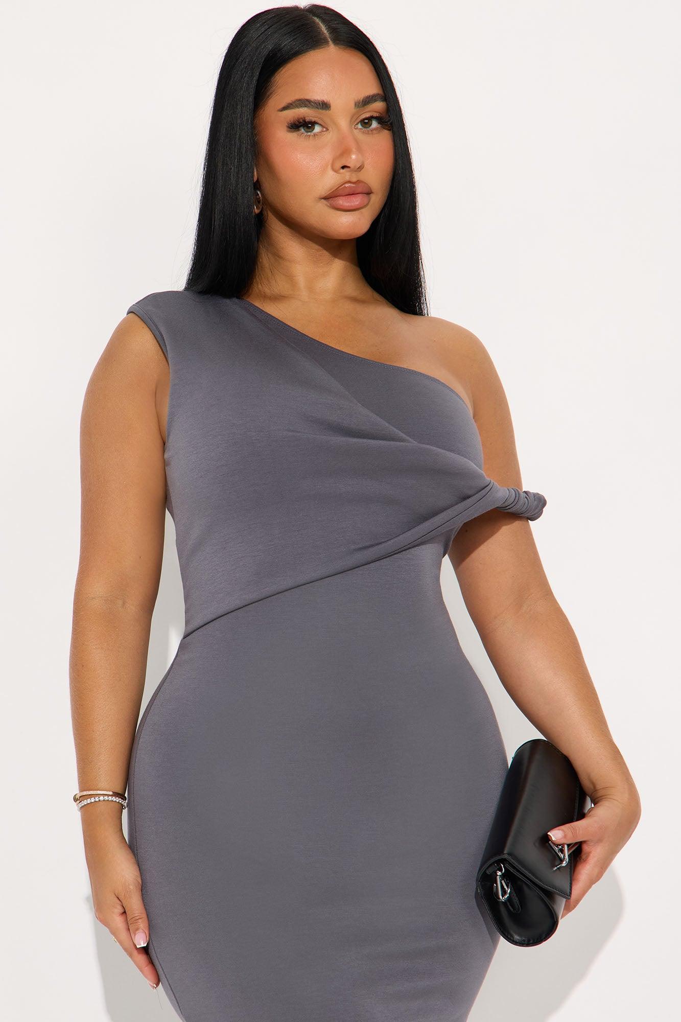 Desiree Twist One Shoulder Maxi Dress - Charcoal Female Product Image