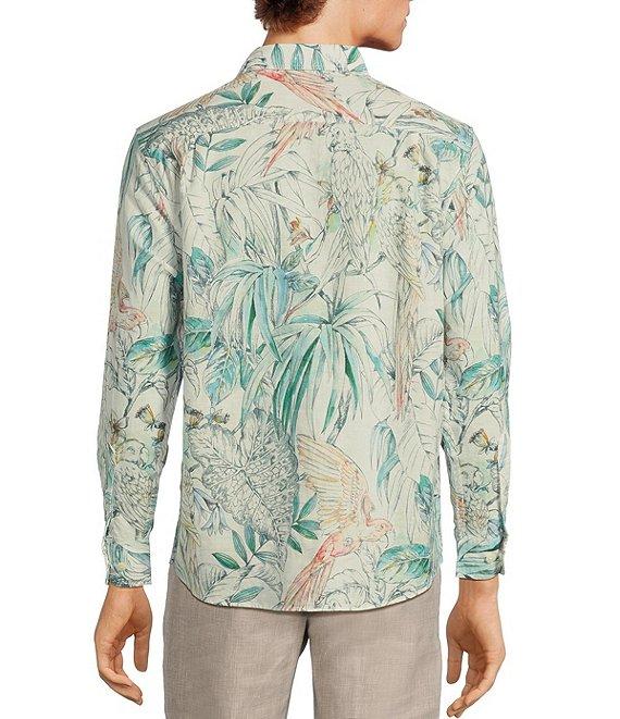 Caribbean Watercolor Linen Long Sleeve Woven Shirt Product Image