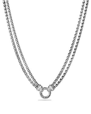 Womens Double Wheat Chain Necklace with Pav Diamonds Product Image