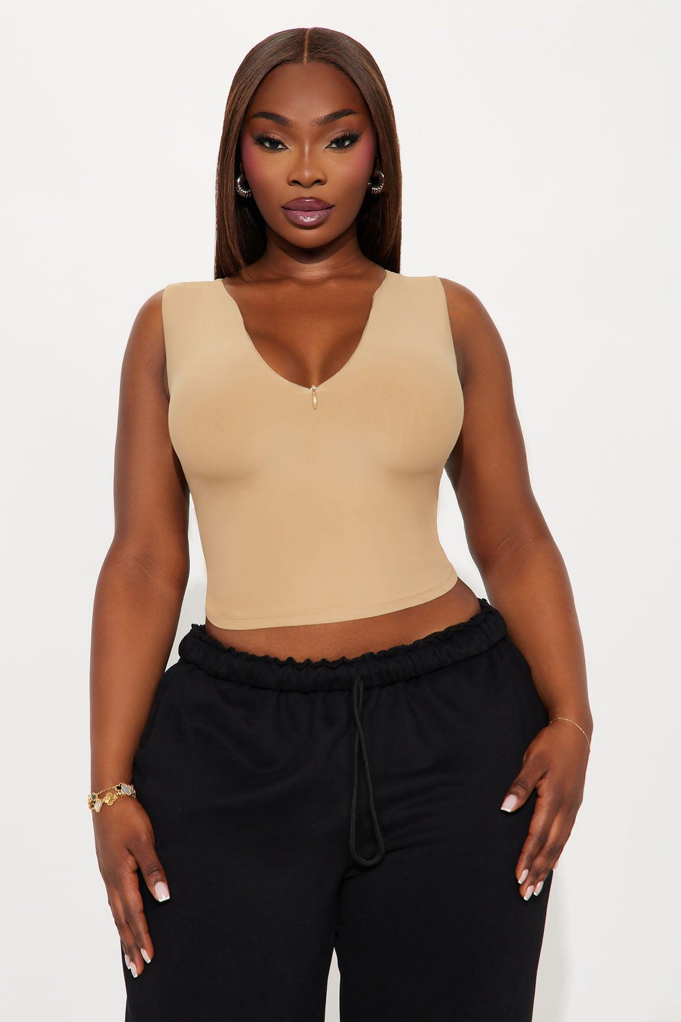 Second Skin Double Lined Zip Front Tank - Mocha Female Product Image