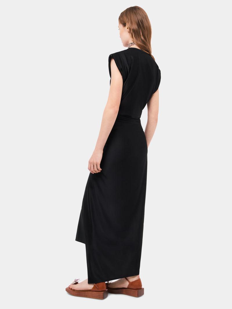 Black draped dress with signature piercing Product Image