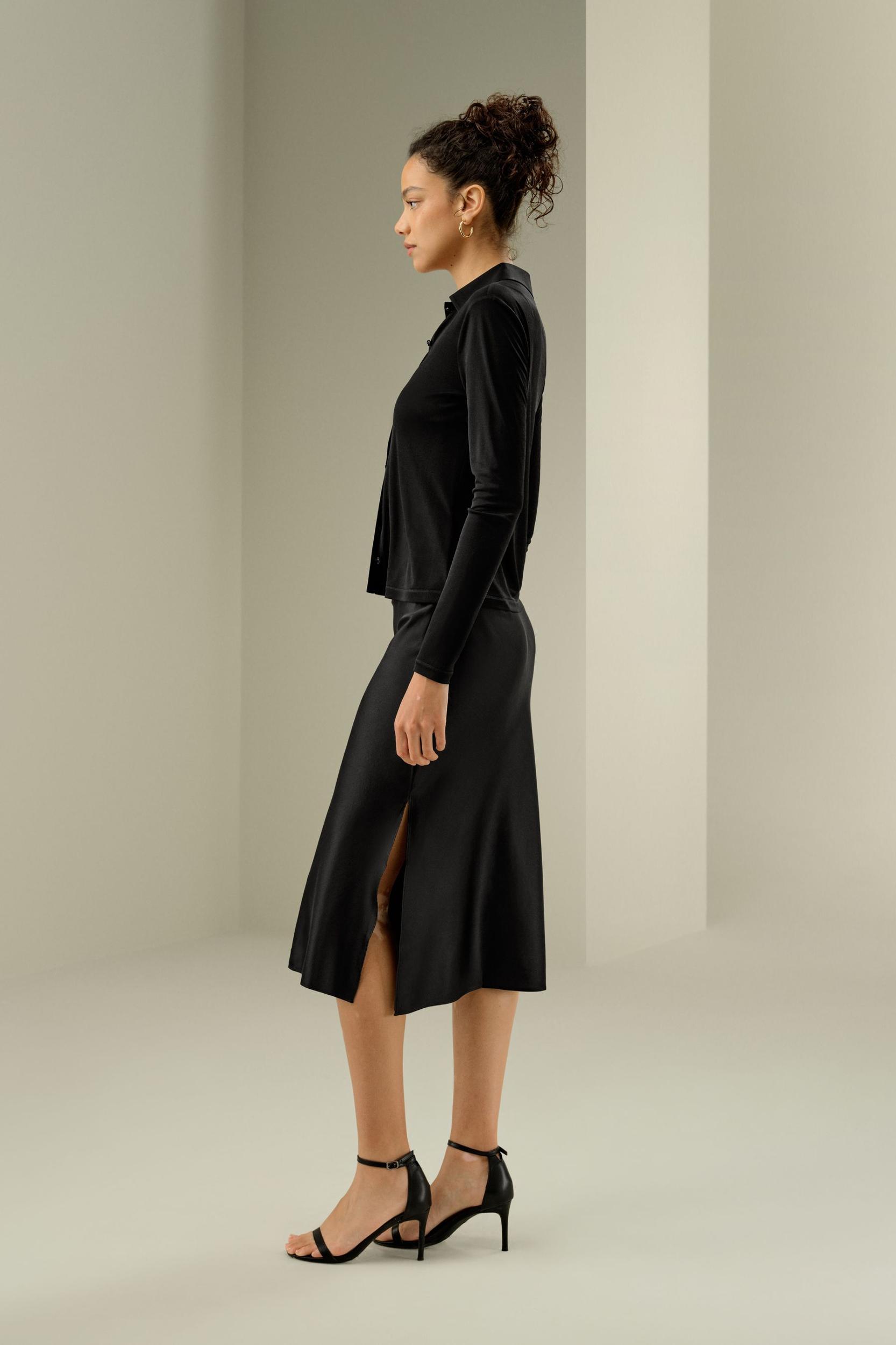 Basic Slim Silk Jersey Shirt Product Image