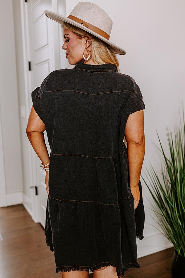 Kaleidoscope Ways Mineral Wash Mini Dress In Black Curves Product Image