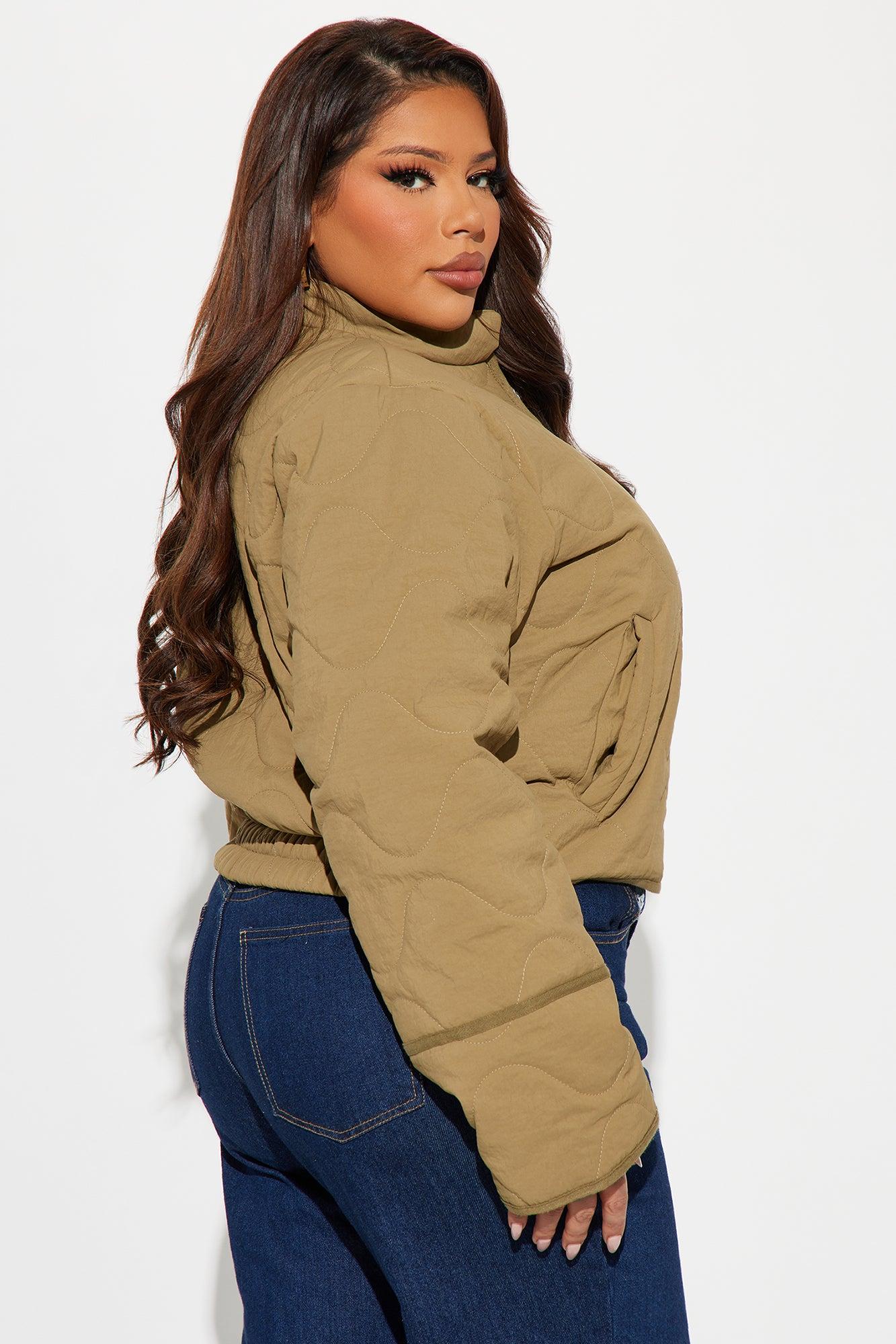 Chloe Quilted Lightweight Puffer Jacket - Khaki Female Product Image