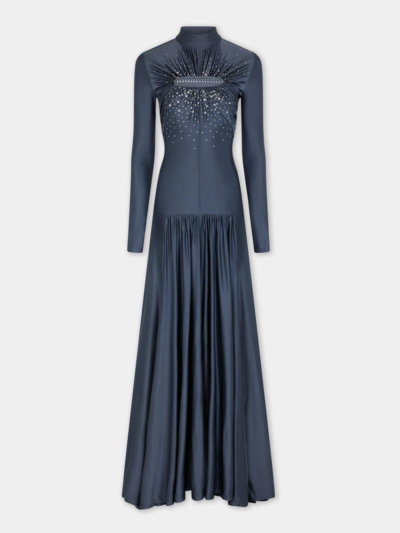 LONG SLATE EMBROIDERED DRESS IN JERSEY Product Image
