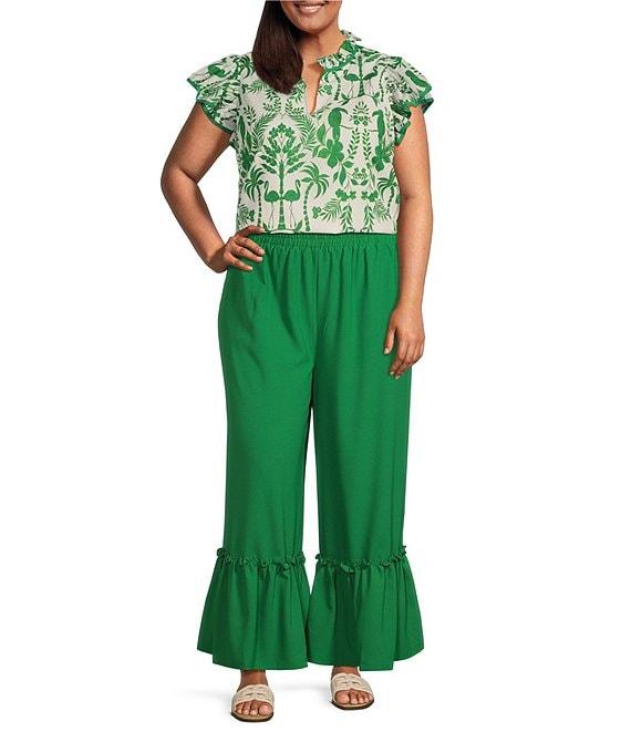 Sugarlips Plus High-Waisted Flounce-Hem Pants Product Image