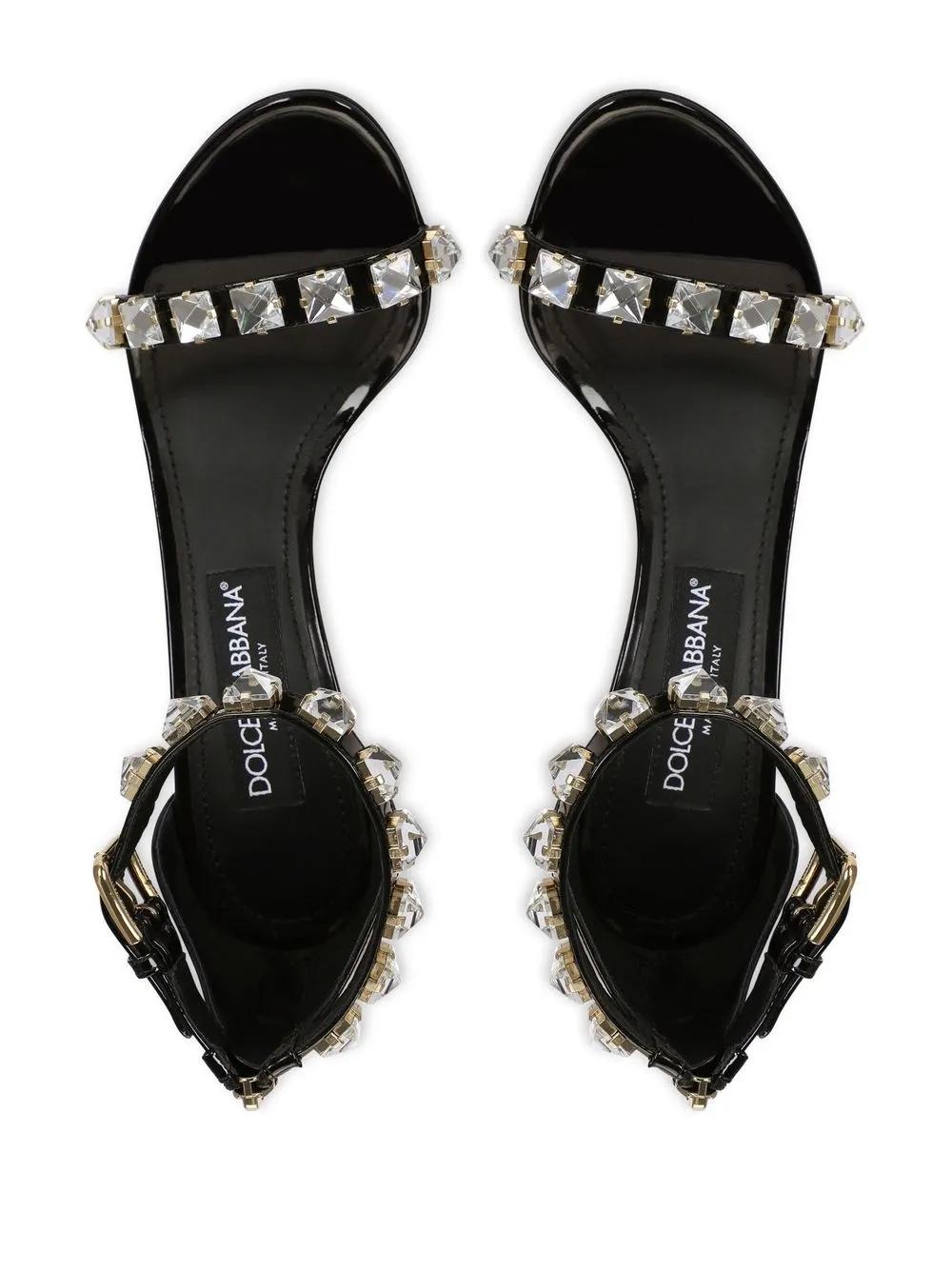 105mm rhinestone-embellished leather sandals Product Image