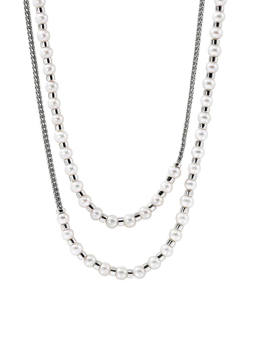 Womens JH Essentials Sterling Silver & Cultured Freshwater Pearl Wrap Necklace Product Image