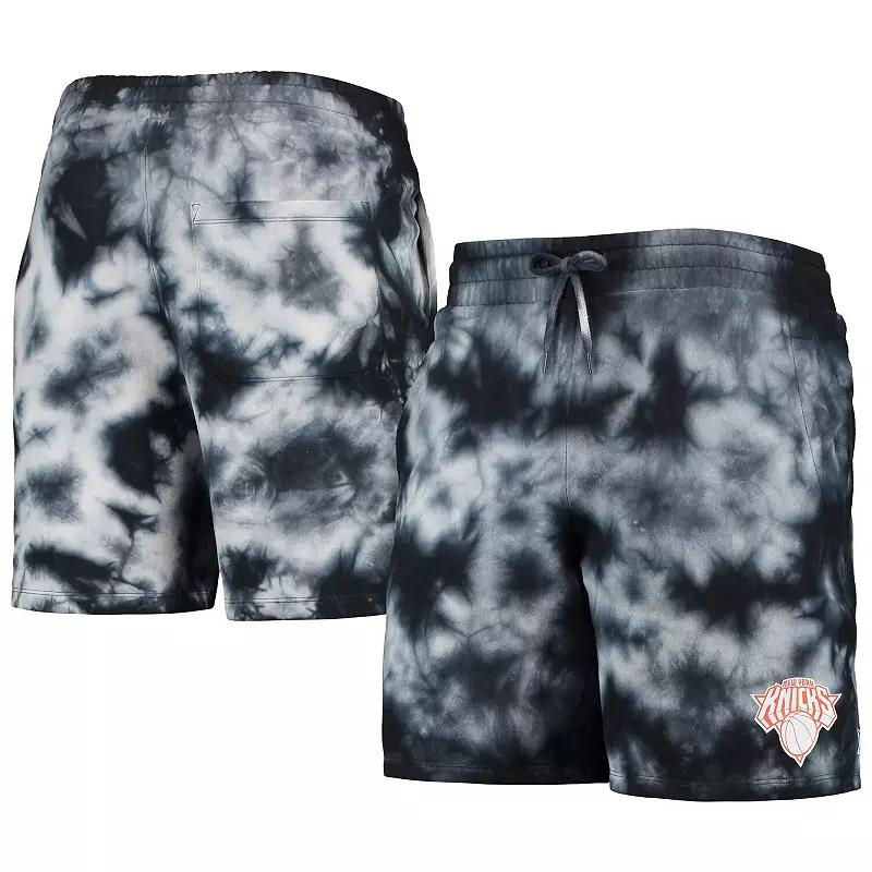 Men's New Era Black New York Knicks Fleece Tie-Dye Shorts, Size: 2XL Product Image