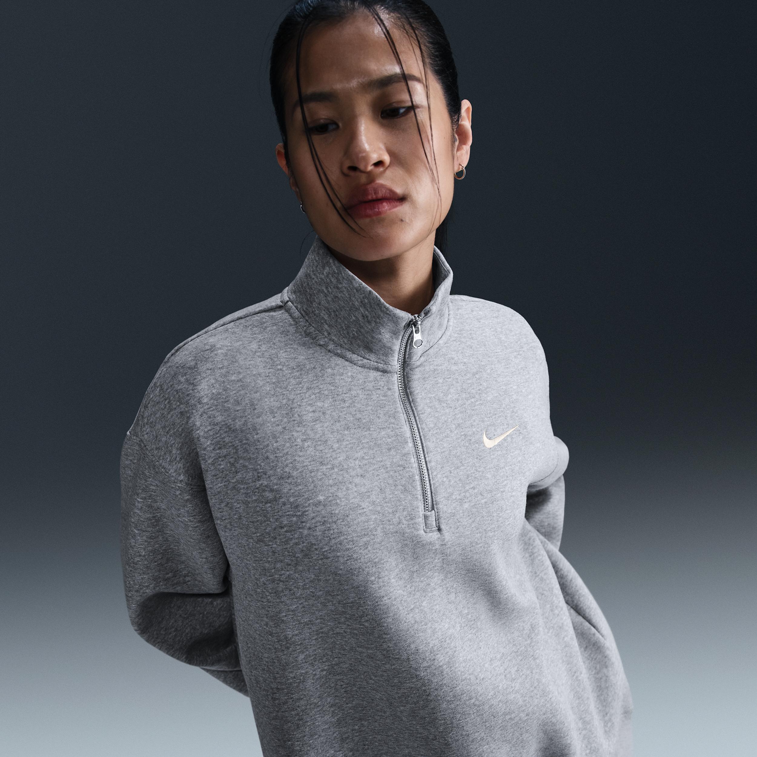 Womens Nike Sportswear Phoenix Fleece Oversized 1/4-Zip Long Sweatshirt | HJ0931-063 Product Image
