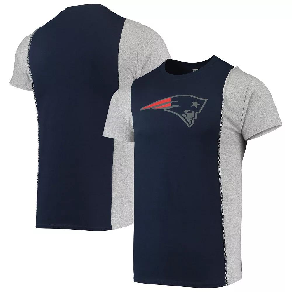 Men's Refried Apparel Navy/Heathered Gray New England Patriots Sustainable Split T-Shirt, Size: Large, Blue Product Image