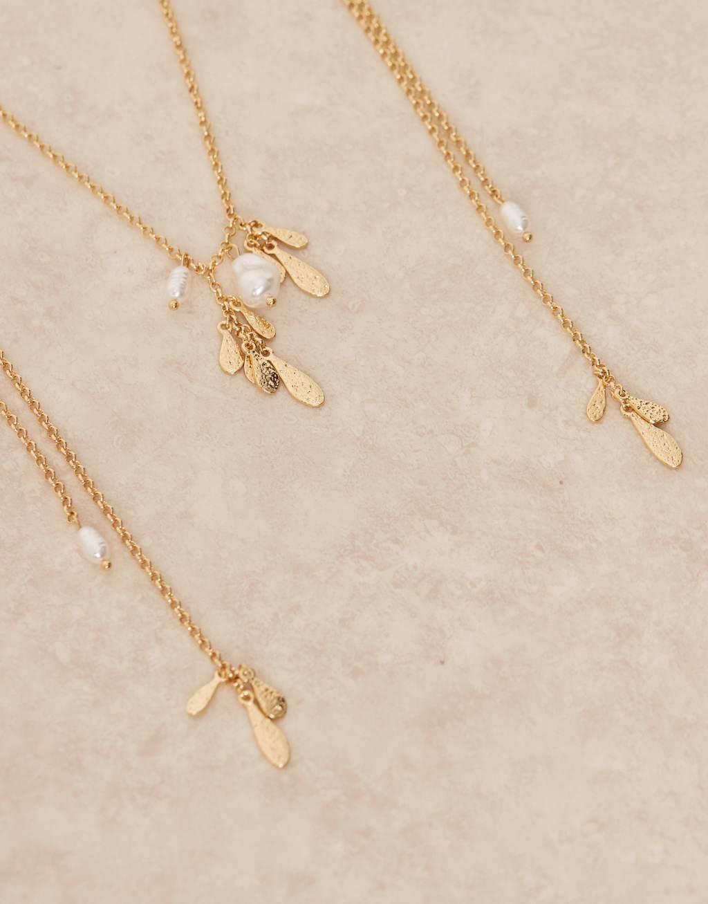 ASOS DESIGN Curve multirow necklace with long tassel detail in gold tone Product Image