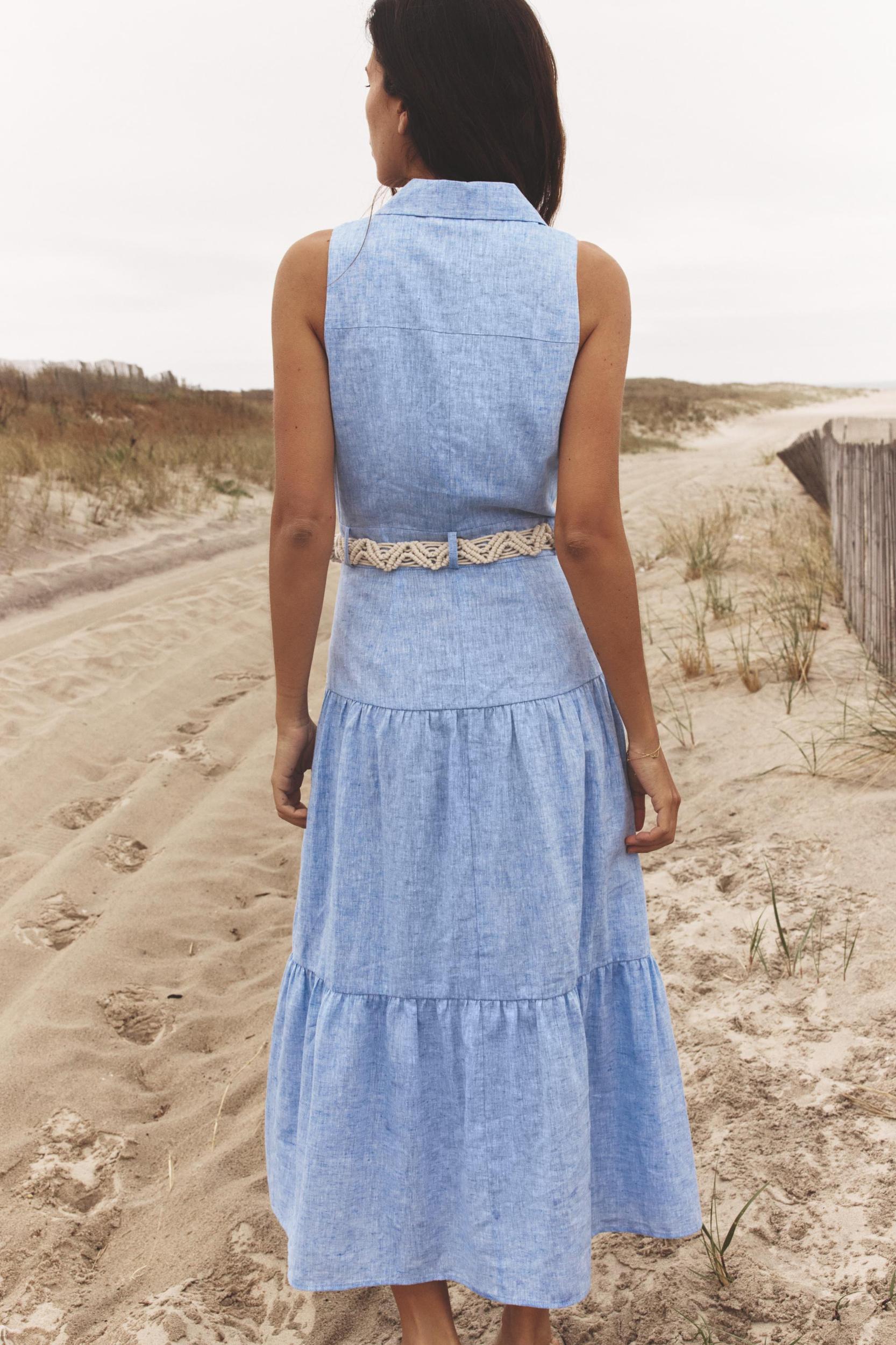 LINEN BELTED MIDI DRESS Product Image