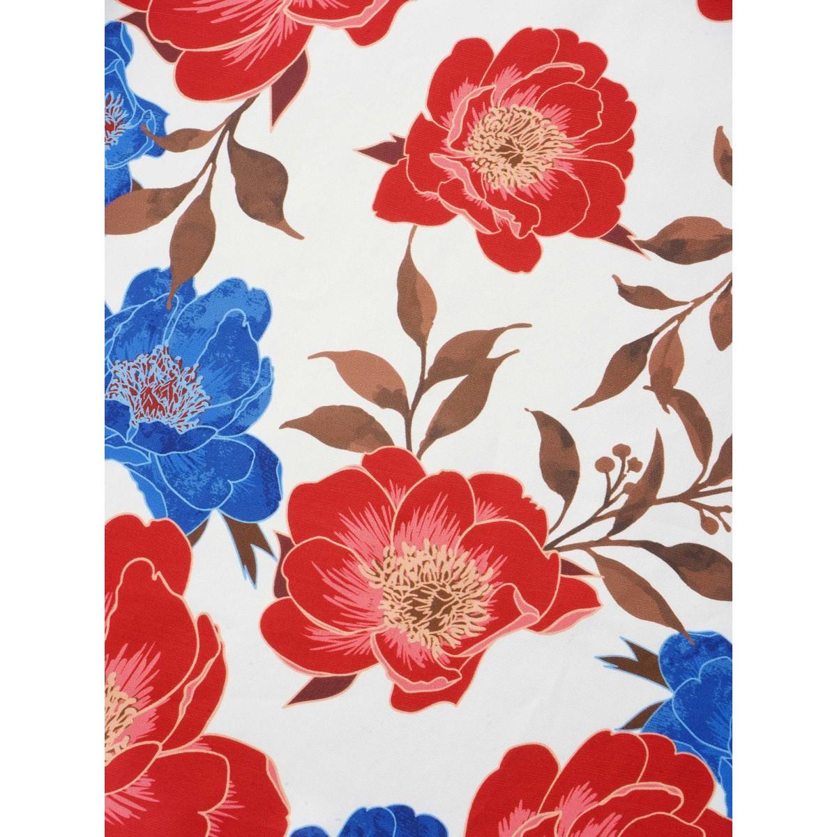 Plus Size Multicolor Floral Notched Collar Pleated Raglan Sleeve Blouse Women Elegant Short sleeve Notched collar Everyday Blouses BloomChic 14-16/1X Product Image