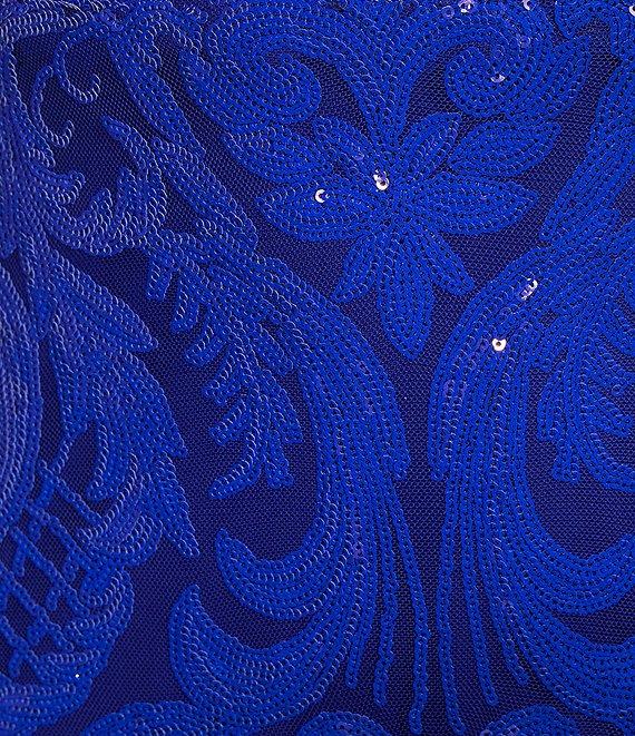 Next Up Sequin Pattern V-Neck Sleeveless X-Back Loop and Lacing Long Dress Product Image