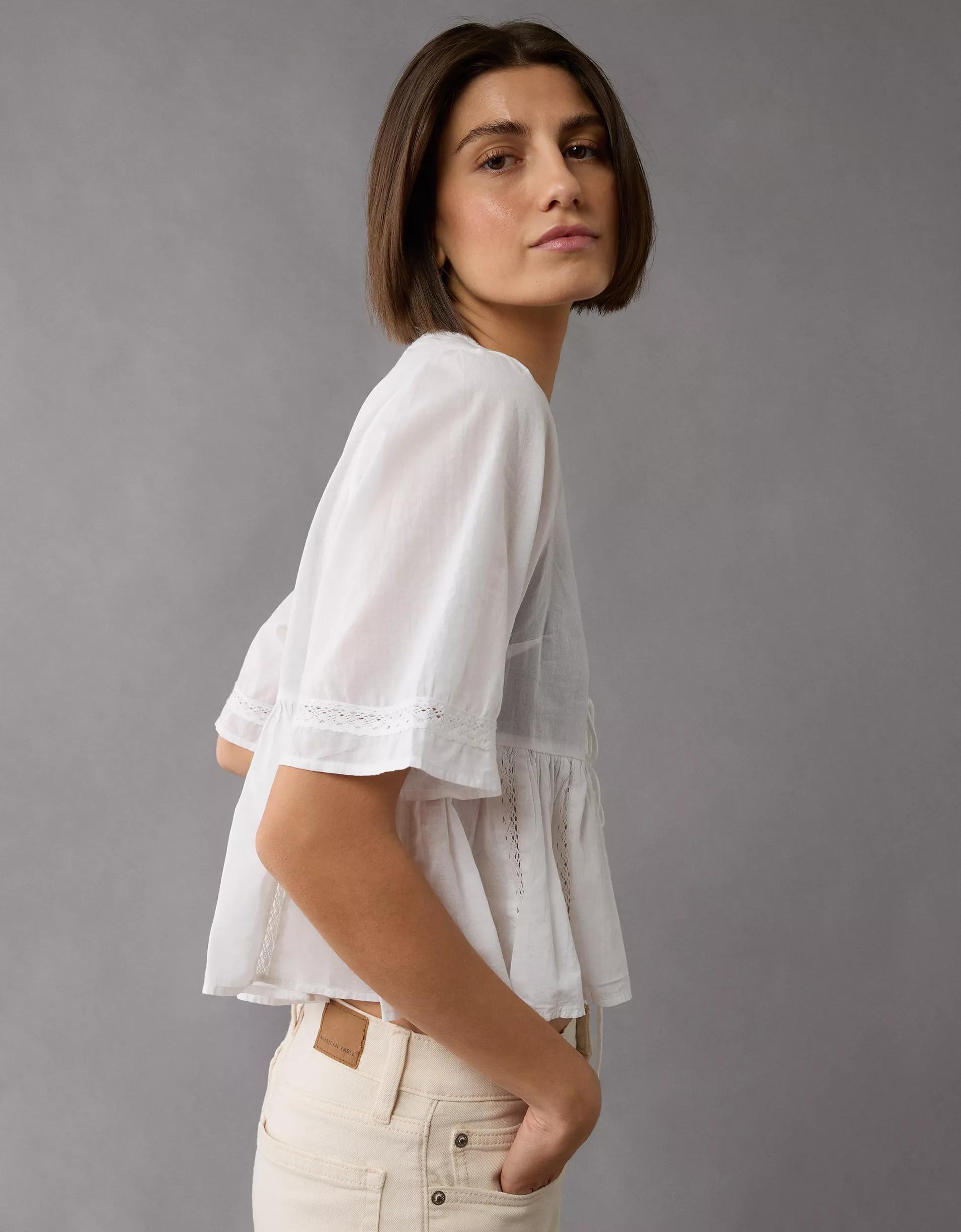 AE Tie Front Bell Flyaway Shirt Product Image