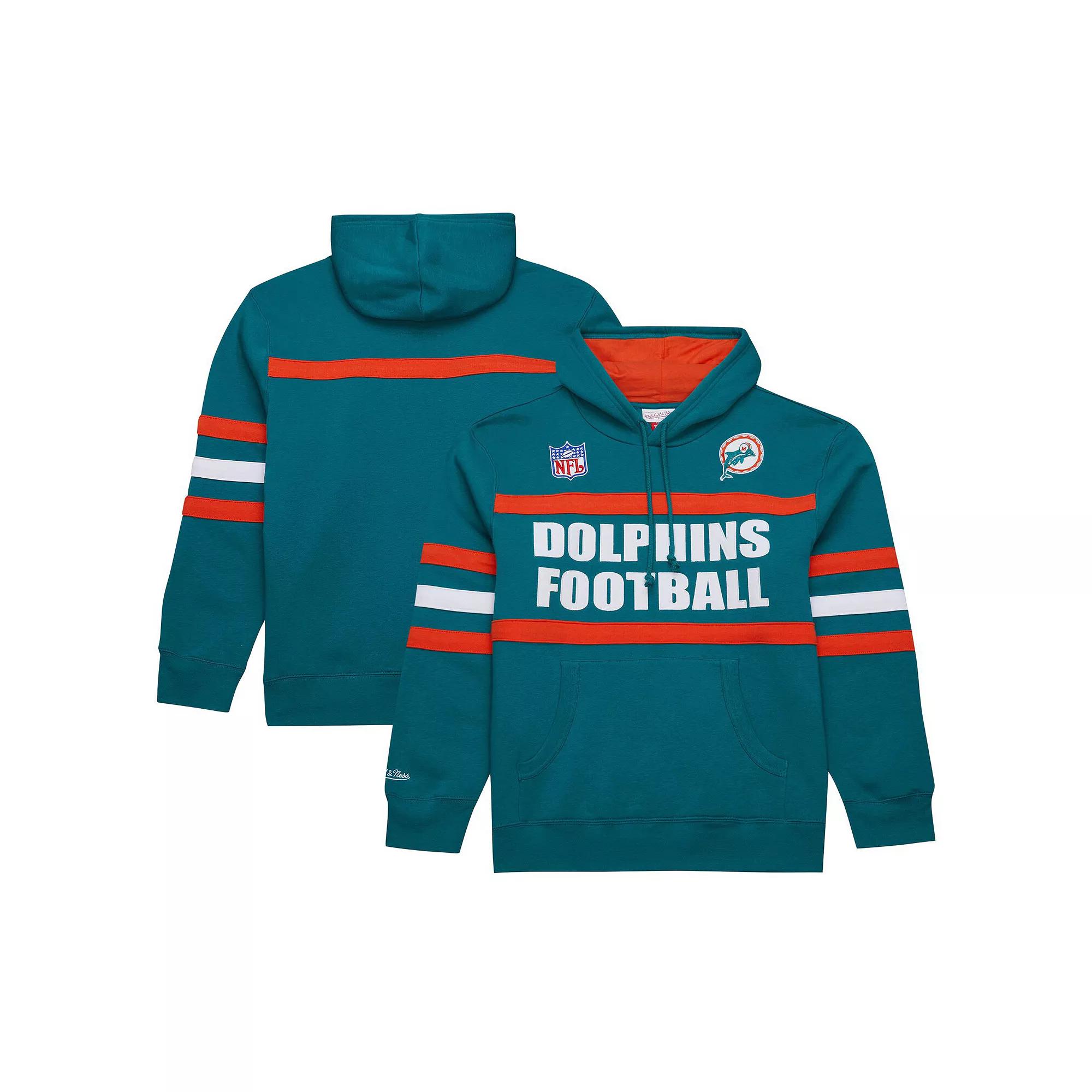 Men's Aqua Miami Dolphins Vintage Logo Head Coach Fleece Pullover Hoodie,  Product Image