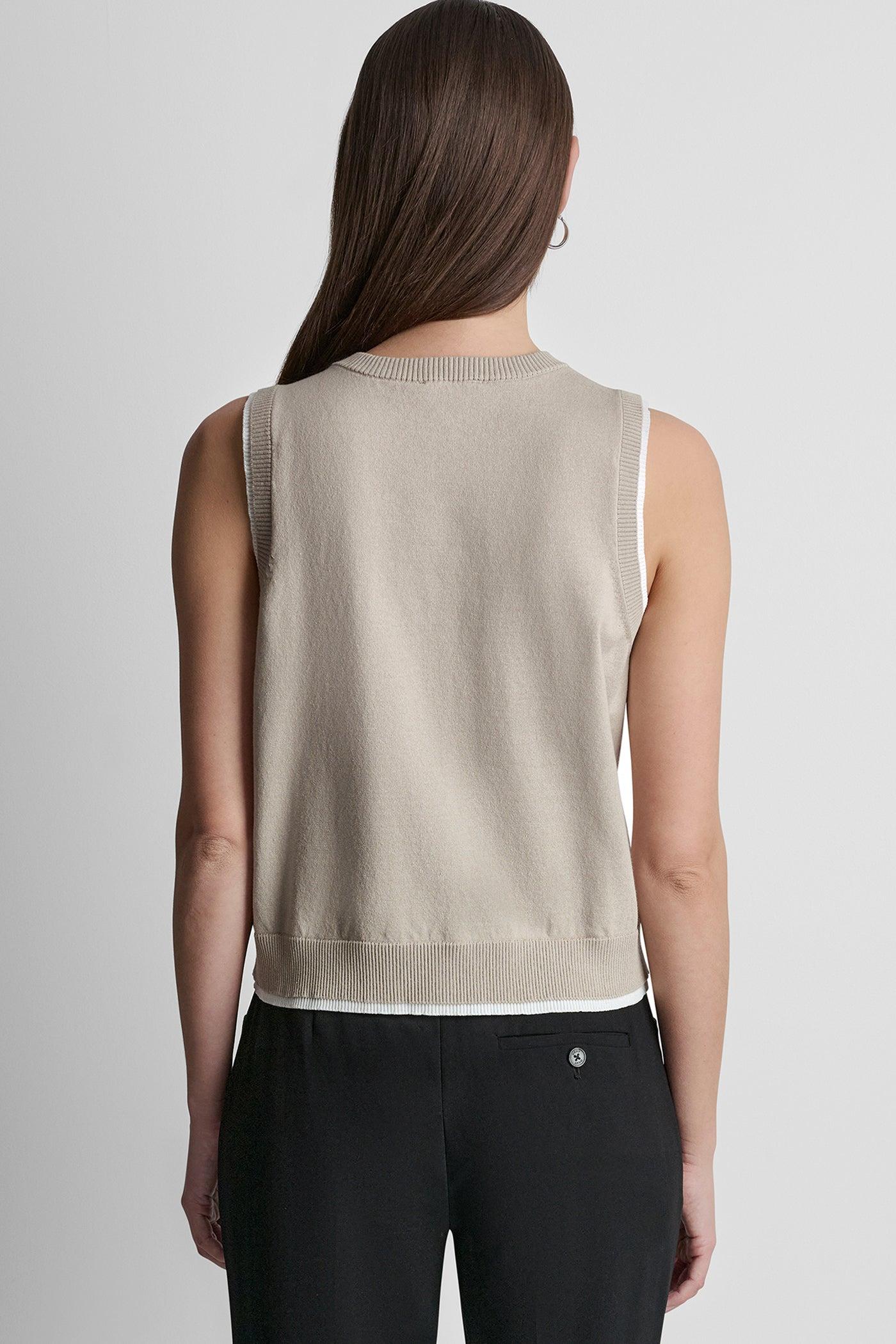 COLOR BLOCK SLEEVELESS SWEATER VEST Product Image