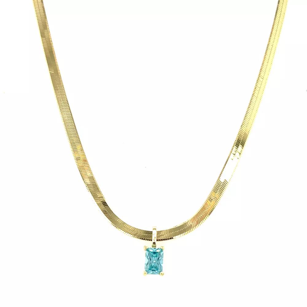 Meshmerise Gold Over Sterling Silver Paperclip Birthstone Herringbone Necklace, Women's, Size: 16-18" ADJ, March Product Image