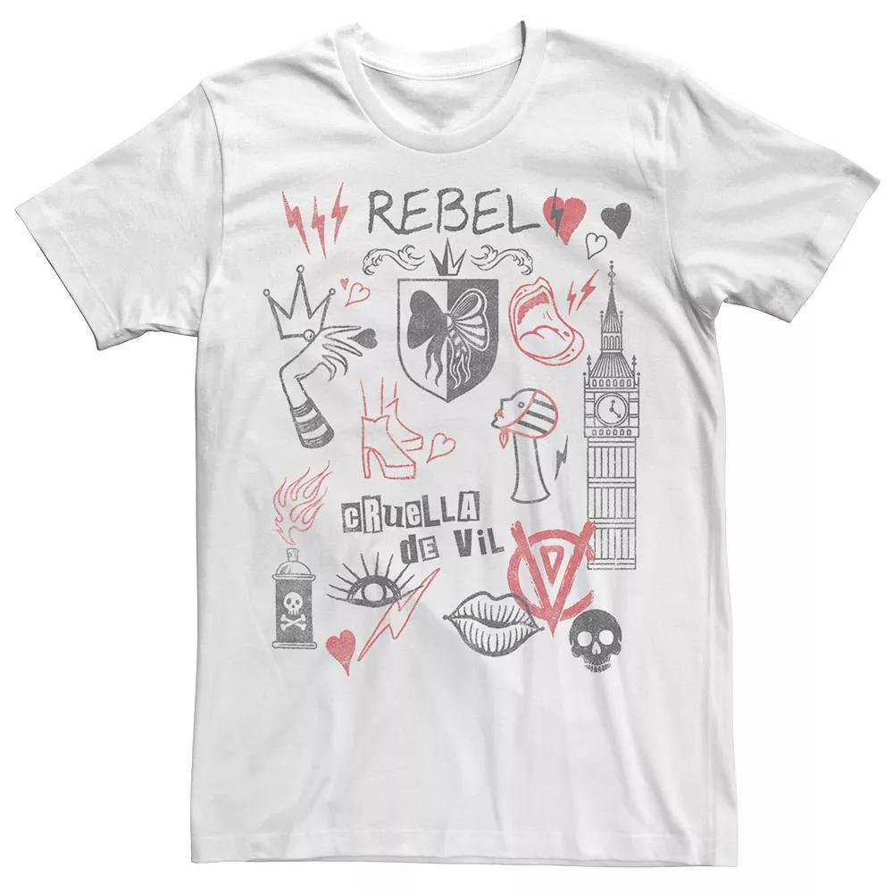 Disney's Cruella De Vil Men's Rebel Fashion Sketches Tee,  Product Image