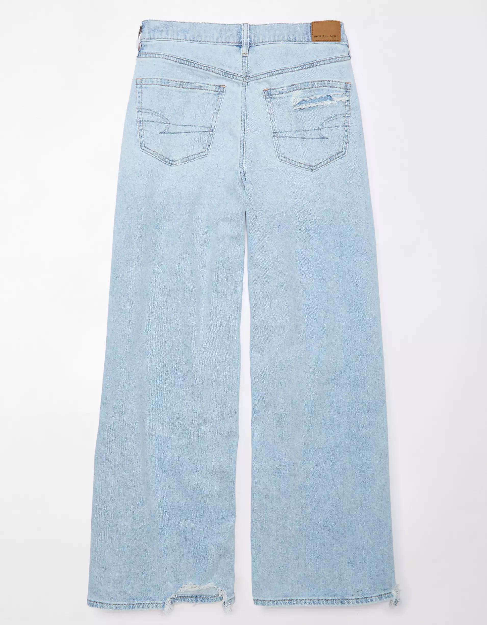 AE Dreamy Drape Stretch Ripped Baggy Ultra Wide-Leg Super High-Waisted Jean Product Image