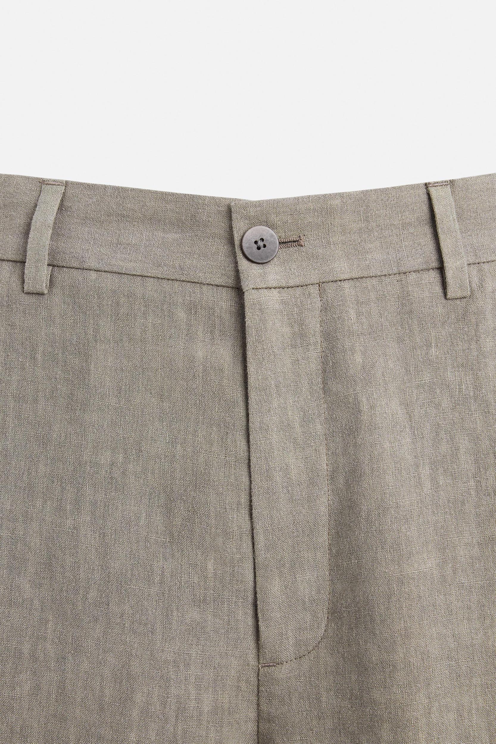 100% WASHED LINEN SUIT PANTS Product Image