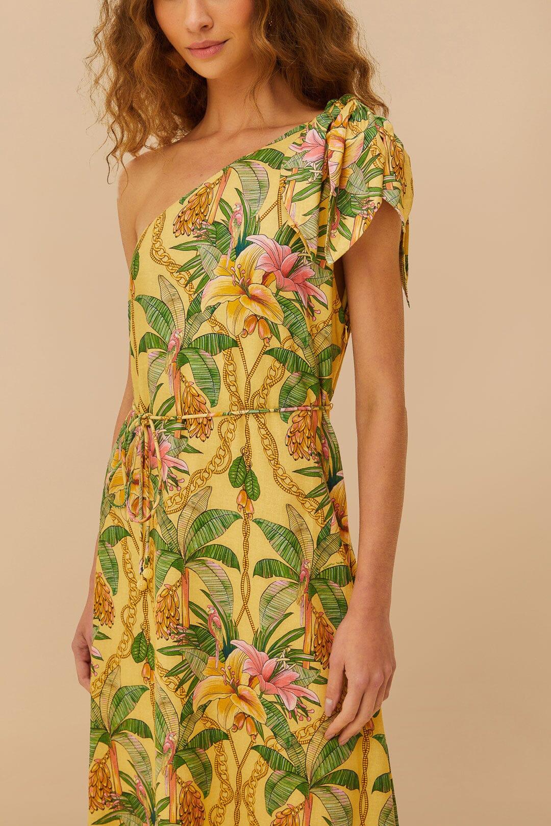 Yellow Tropical Paradise LENZING™ ECOVERO™ Euroflax™ Maxi Dress Product Image
