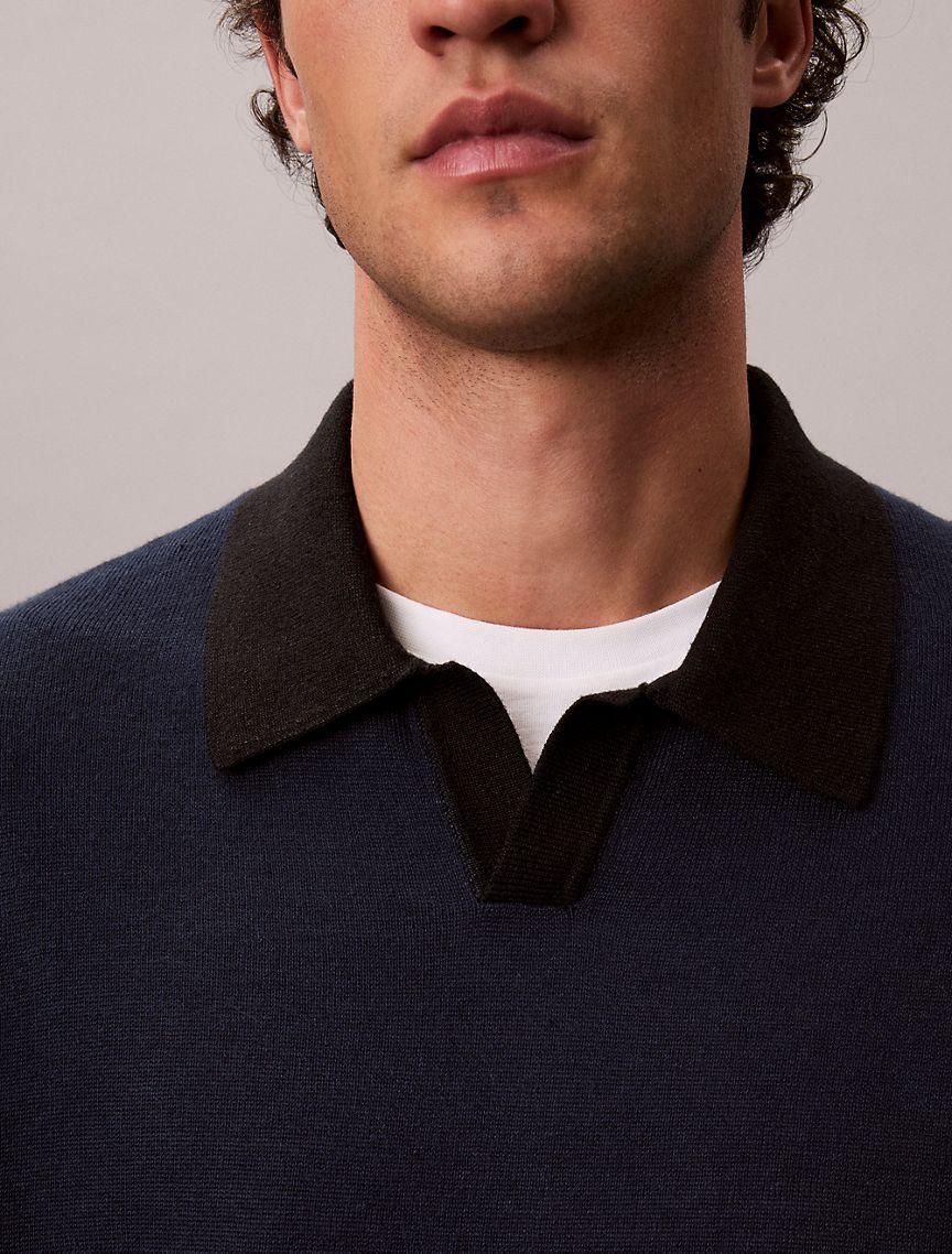 Linen Blend Polo Sweater Product Image