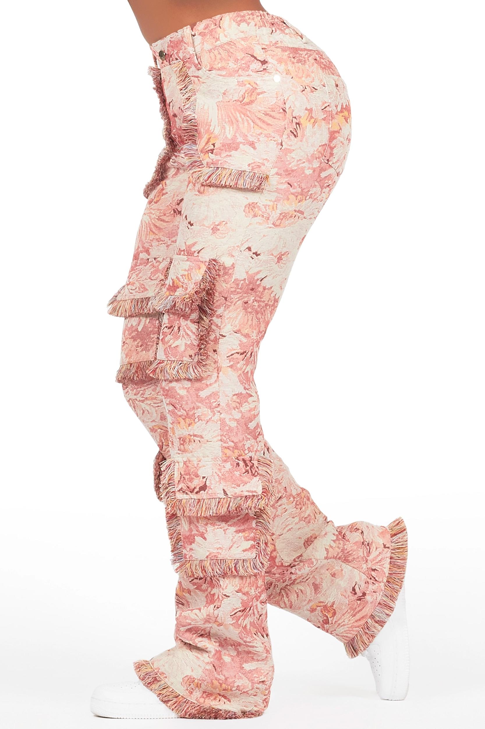 Takecia Pink Tapestry Stacked Pant Female Product Image