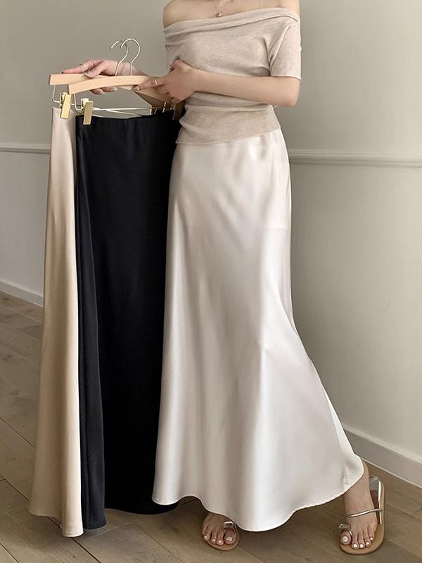 Mermaid Elasticity Solid Color Skirts Bottoms Product Image