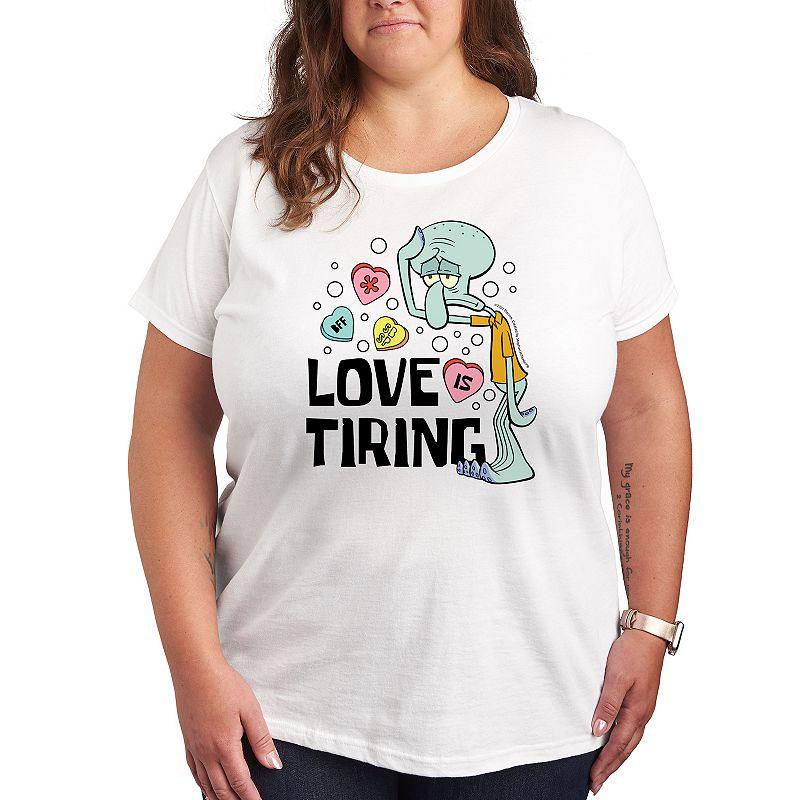 Plus Size SpongeBob Squarepants Squidward Love Is Tiring Graphic Tee, Womens Product Image