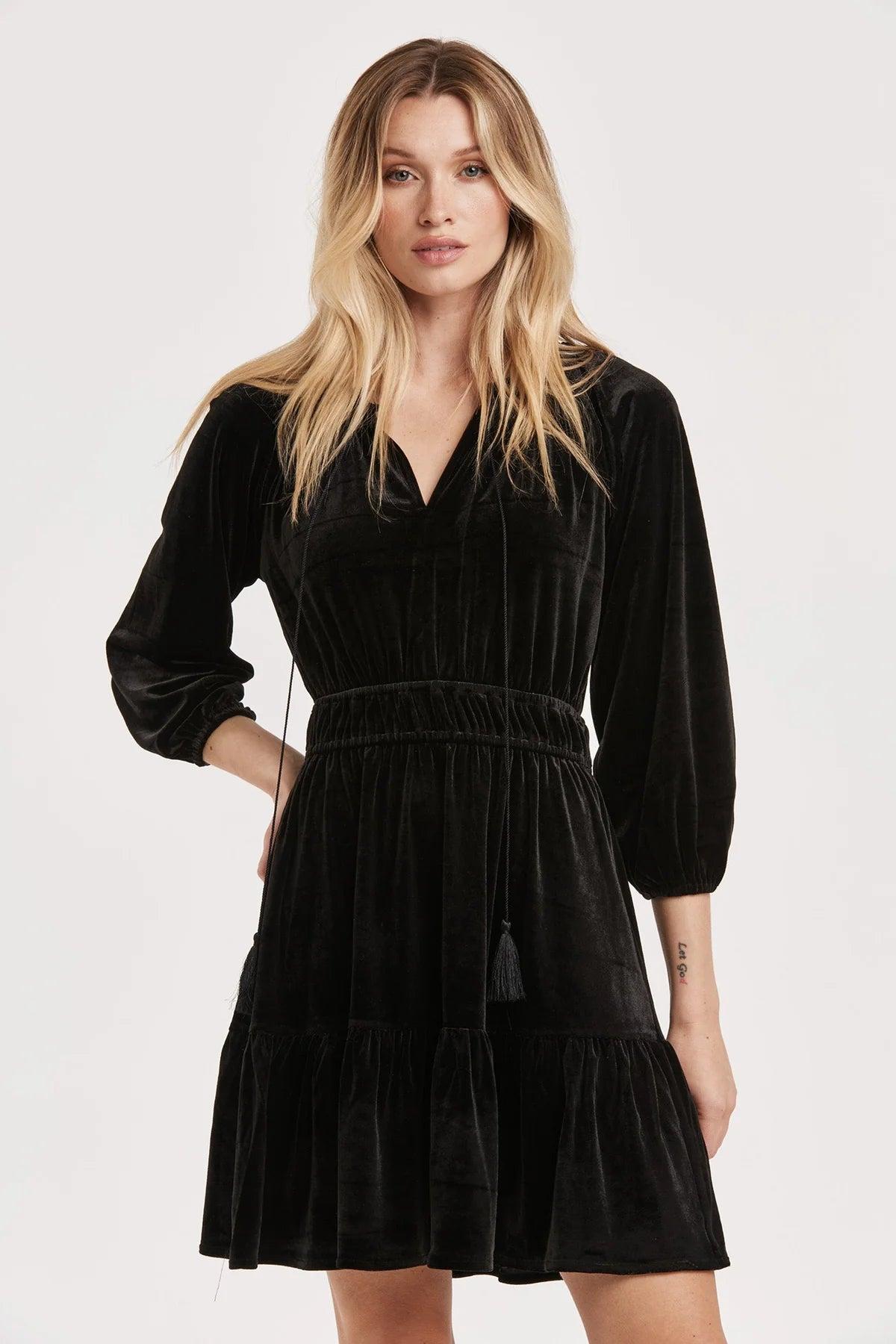 Gillian Tiered Long Sleeve Dress with Elastic Waist Product Image